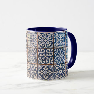 Blaue Fliesen Tasse