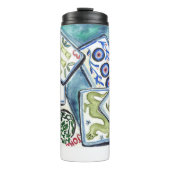 Blaue Fliesen Thermosbecher (Vorderseite)