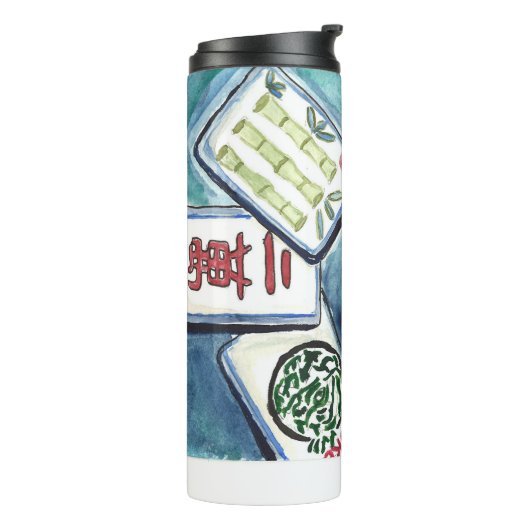 Blaue Fliesen Thermosbecher (Nach links gedreht)