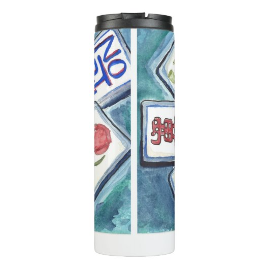 Blaue Fliesen Thermosbecher (Rückseite)