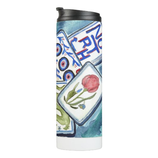 Blaue Fliesen Thermosbecher (Nach rechts gedreht)