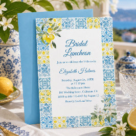 Blaue Fliesen und Lemons Bridal Brunch Einladung