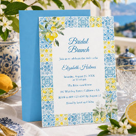 Blaue Fliesen und Lemons Bridal Brunch Einladung