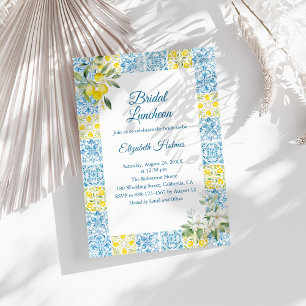 Blaue Fliesen und Lemons Bridal Brunch Einladung