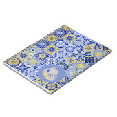 Blaue Fliesen und Sardinen Notizblock (Linke Seite)