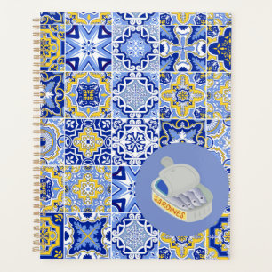 Blaue Fliesen und Sardinen Planer