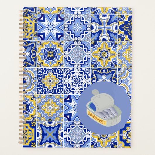 Blaue Fliesen und Sardinen Planer (Vorderseite)