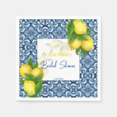 Blaue Fliesen und Zitrone Amalfi Brautparty Serviette (Vorderseite)