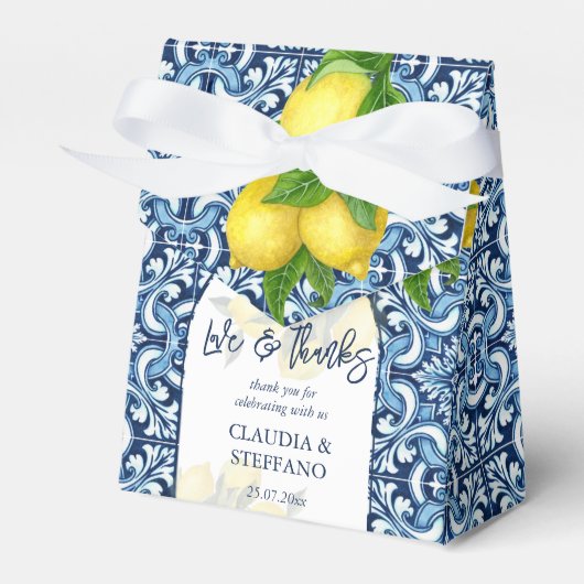 Blaue Fliesen und Zitrone Amalfi Italienische Hoch Geschenkschachtel (Vorderseite)