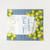 Blaue Fliesen und Zitrone Amalfi Party Hintergrund Wandteppich (Vorderseite (Horizontal))