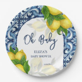 Blaue Fliesen und Zitrone Amalfi Positano Babydusc Pappteller (Vorderseite)