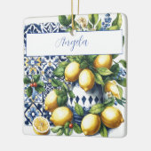 Blaue Fliesen und Zitronen | Ihr Name Keramikornament (Links)