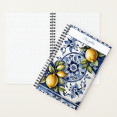 Blaue Fliesen und Zitronen | Ihr Name Notizblock (Innen)