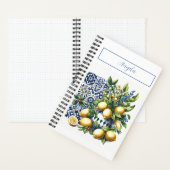 Blaue Fliesen und Zitronen | Ihr Name Notizblock (Innen)