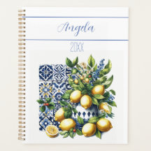 Blaue Fliesen und Zitronen | Ihr Name