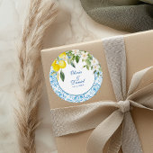 Blaue Fliesen und Zitronenhochzeiten im Mittelmeer Runder Aufkleber