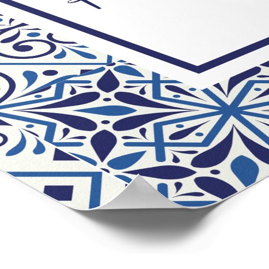 Blaue Fliesen Unplugged Zeremonie Poster (Ecke)