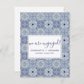 Blaue Fliesen Verlobung Postkarte (Vorne/Hinten)