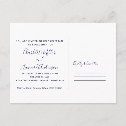 Blaue Fliesen Verlobung Postkarte (Rückseite)