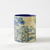 Blaue Fliesen (volles Bild) Zweifarbige Tasse (Mittel)