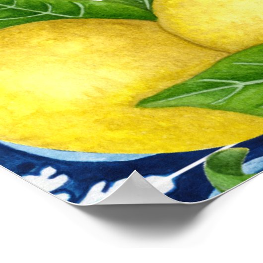 Blaue Fliesen Zitrone Amalfi Baby Dusche Empfang Poster (Ecke)