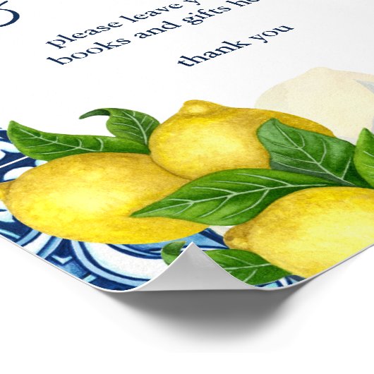 Blaue Fliesen Zitrone Amalfi Baby Duschgeschenke Z Poster (Ecke)