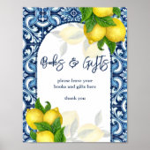 Blaue Fliesen Zitrone Amalfi Baby Duschgeschenke Z Poster (Vorne)