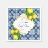 Blaue Fliesen Zitrone Amalfi Brautparty Party Brau Serviette (Vorderseite)