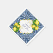 Blaue Fliesen Zitrone Amalfi Brautparty Party Brau Serviette (Ecke)