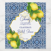 Blaue Fliesen Zitrone Amalfi Brautparty Party Brau Weinetikett (Einzelnes Label)