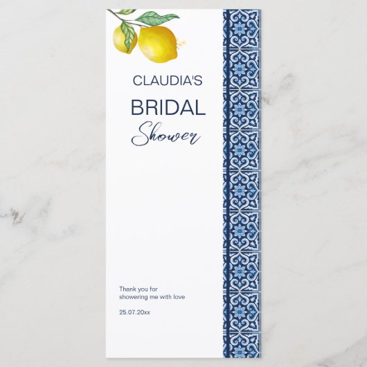 Blaue Fliesen Zitrone Amalfi Brautparty Vorlage (Rückseite)