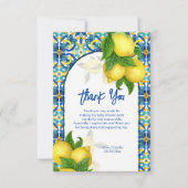 Blaue Fliesen Zitrone Amalfi Positano Babydusche Dankeskarte (Vorderseite)