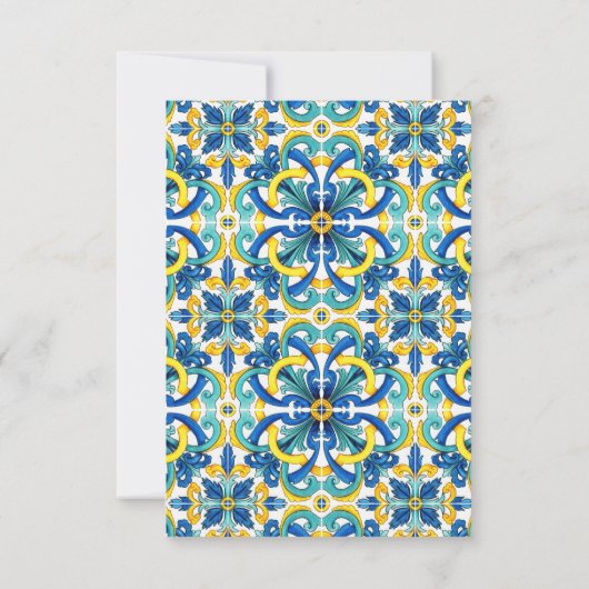 Blaue Fliesen Zitrone Amalfi Positano Babydusche Dankeskarte (Rückseite)