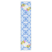 Blaue Fliesen Zitrone Bougainvillea Brauchtum Gesc Kurzer Tischläufer (Vorderseite)