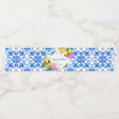 Blaue Fliesen Zitrone Bougainvillea Brauerei Wasserflaschenetikett (Einzelnes Label)