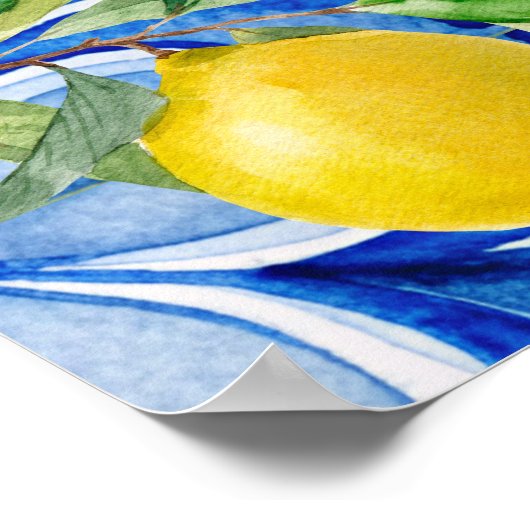 Blaue Fliesen Zitrone, die das Brautparty angenehm Poster (Ecke)