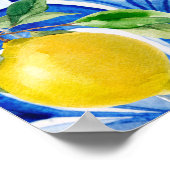 Blaue Fliesen Zitrone, die das Brautparty angenehm Poster (Ecke)