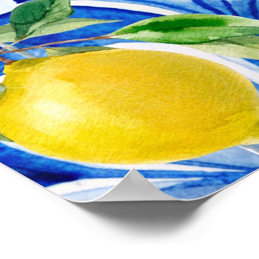 Blaue Fliesen Zitrone, die das Brautparty angenehm Poster (Ecke)