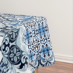 Blaue Fliesen Zitrone Mediterran Tischdecke