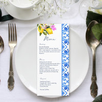 Blaue Fliesen Zitrone Mittelmeervorlage