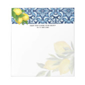 Blaue Fliesen Zitronen Amalfi Positano personalisi Notizblock (Vorderseite)