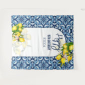 Blaue Fliesen Zitronen Italienisch Amalfi Glücklic Wandteppich (Vorderseite (Horizontal))