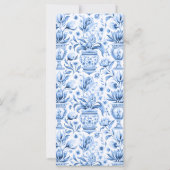 Blaue Fliesen Zitronenporzellan Hochzeitskarte (Rückseite)