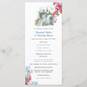 Blaue Fliesenblume | Griechisches Hochzeitsprogram Programm (Vorderseite)