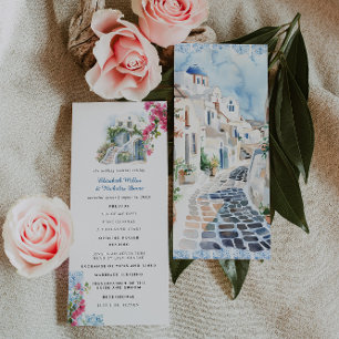 Blaue Fliesenblume   Griechisches Hochzeitsprogram Programm