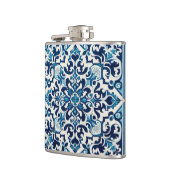 Blaue Fliesenflasche Flachmann (Links)