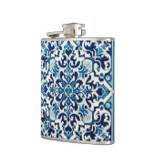 Blaue Fliesenflasche Flachmann (Links)