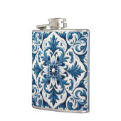 Blaue Fliesenflasche Flachmann (Links)