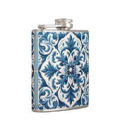 Blaue Fliesenflasche Flachmann (Rechts)