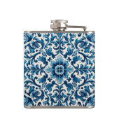 Blaue Fliesenflasche Flachmann (Rückseite)